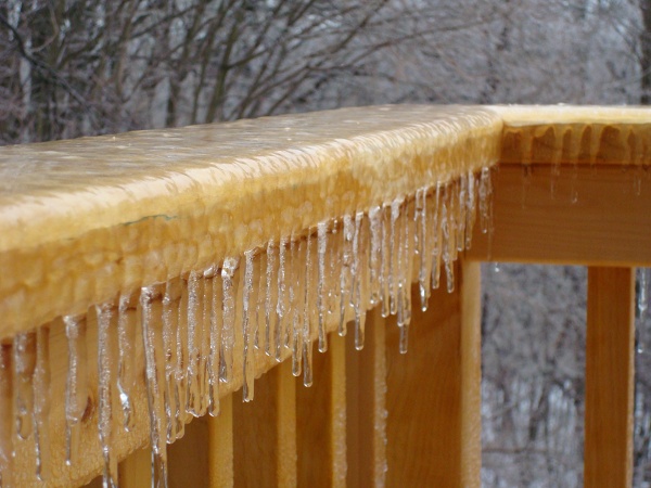 Icy deck railing